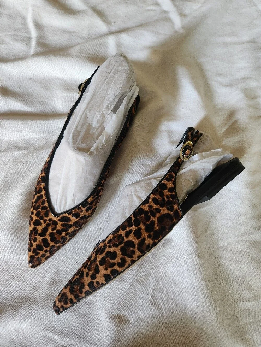 Marc Fisher LTD Gabraly Leopard Calf Hair Slingback Flats Pointed Toe 7